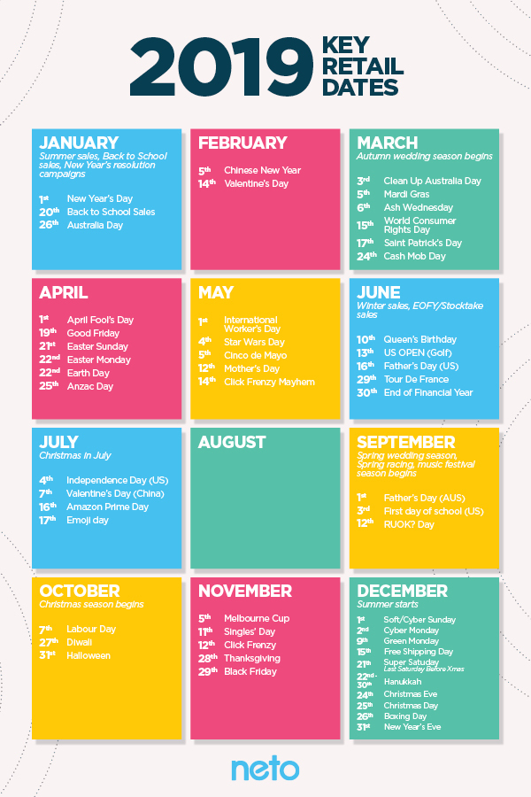 The 2019 Retail Calendar The Key Retail Holiday and Sales Dates You