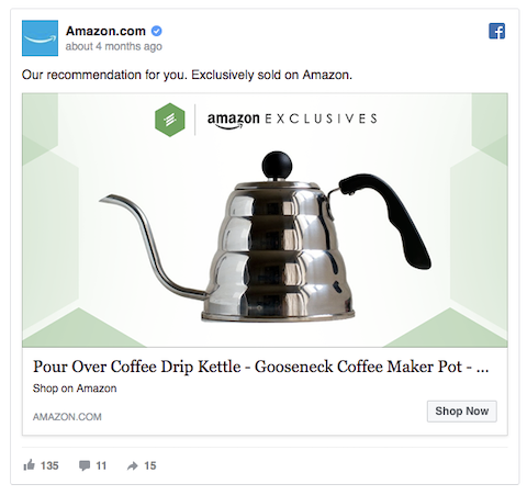 Example Facebook Product Recommendation Ad - Amazon.com