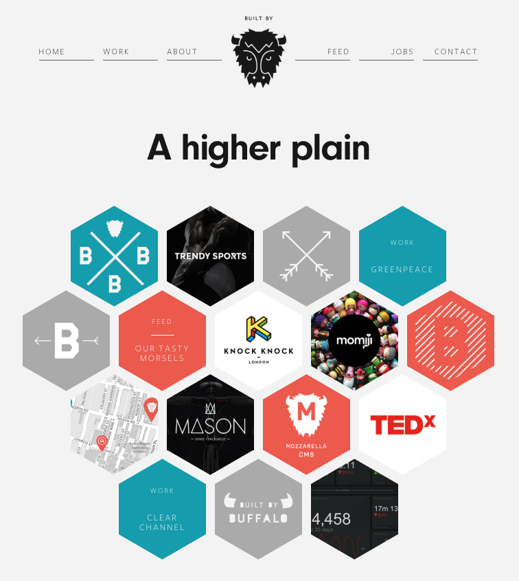 Built By Buffalo use cool hexagons shapes in their design Built By Buffalo use cool hexagons shapes in their design