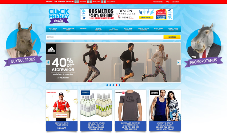 Click Frenzy Homepage Screenshot