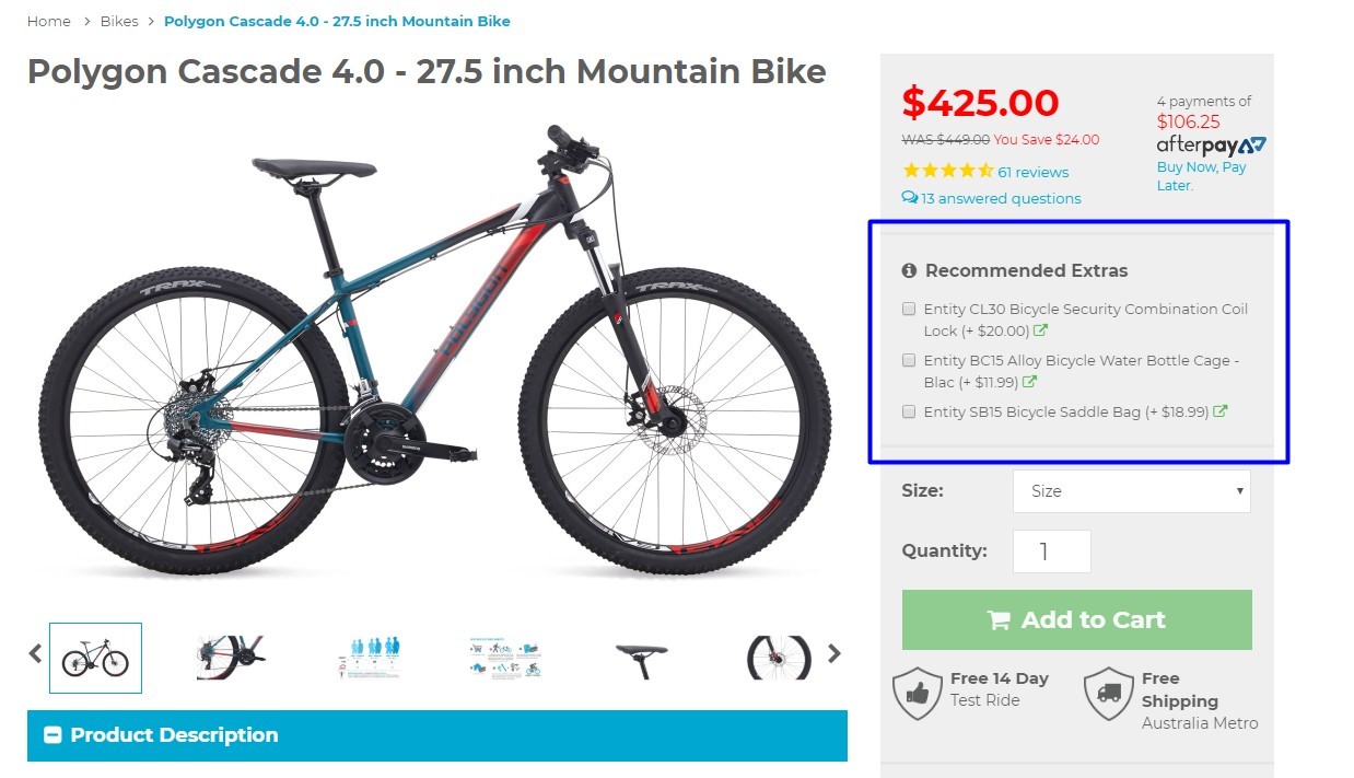 Cross-sells example (recommended extras) Cross-sells example (recommended extras)
