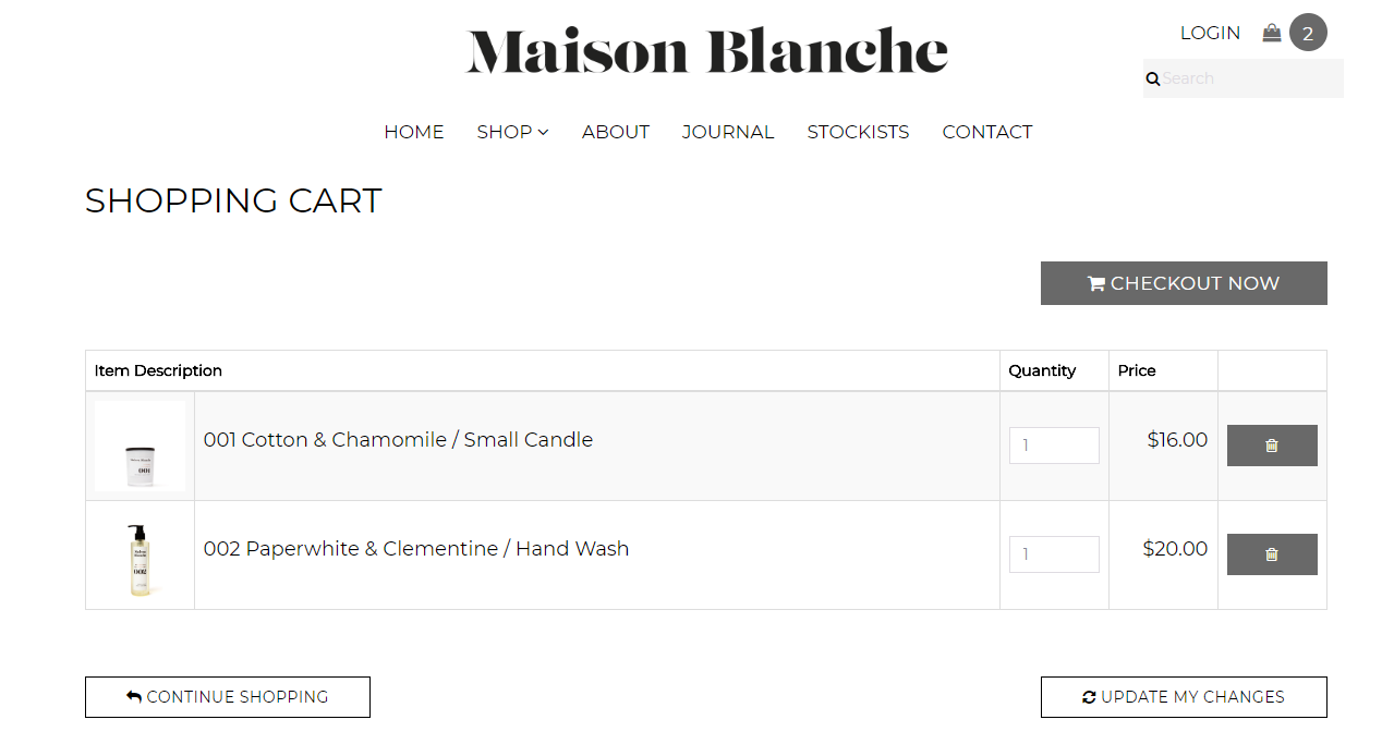 Maison Blanche Checkout