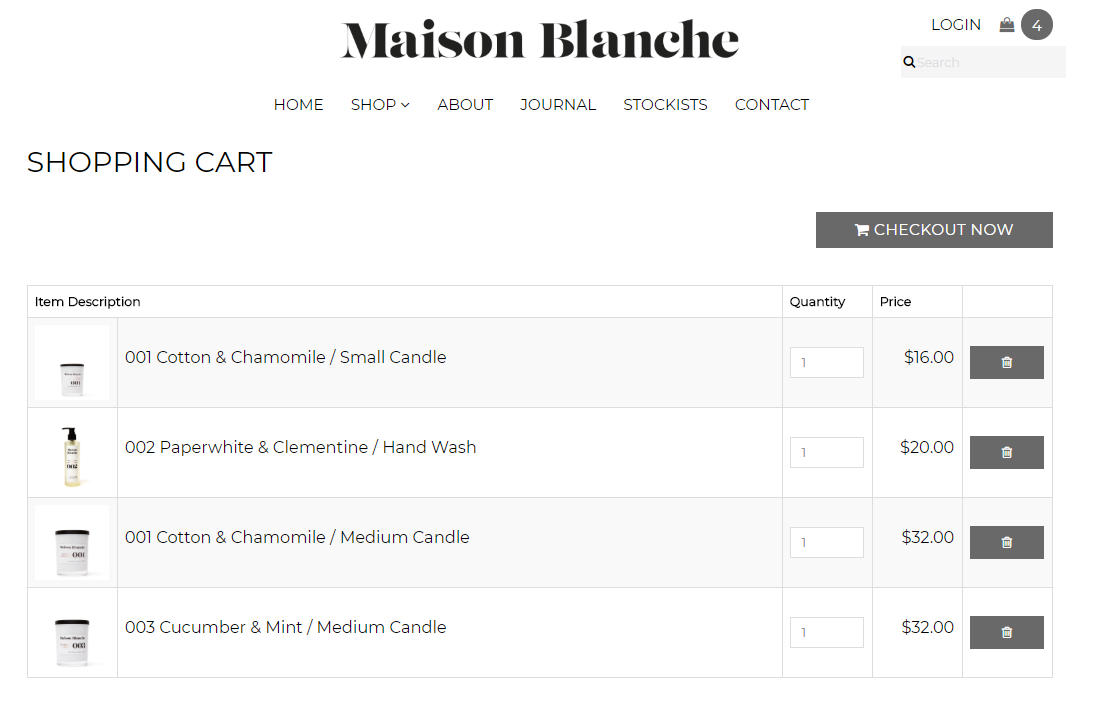 Maison Blanche Checkout