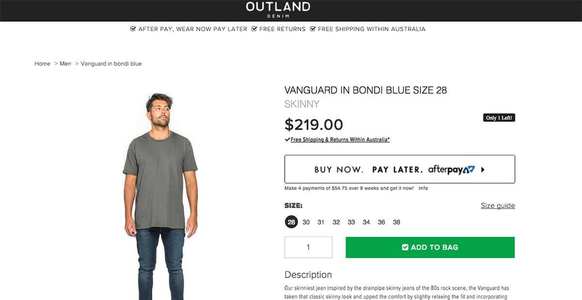 Outland Denim Product Listing Example