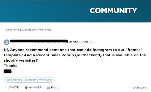 Neto users can ask for recommendations for experts in the Neto Community Forum. Neto users can ask for recommendations for experts in the Neto Community Forum.