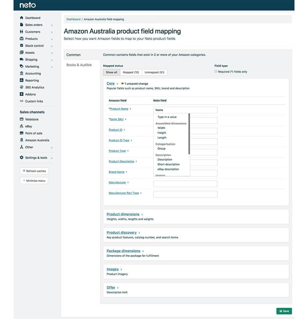 Amazon Product Fields Mapping