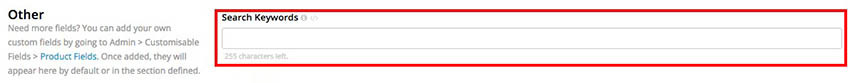 Search keywords field in Neto Search keywords field in Neto