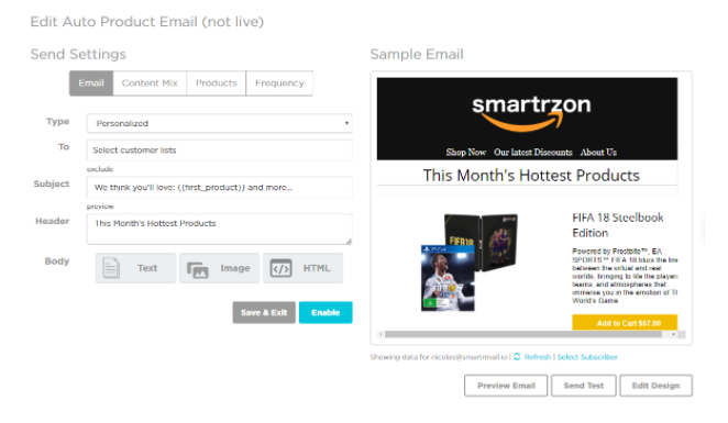 SmartrMail Auto Product Emails