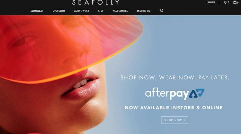 Seafolly displays afterpay on website