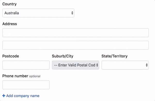 Neto Managed Checkout localised address labelling