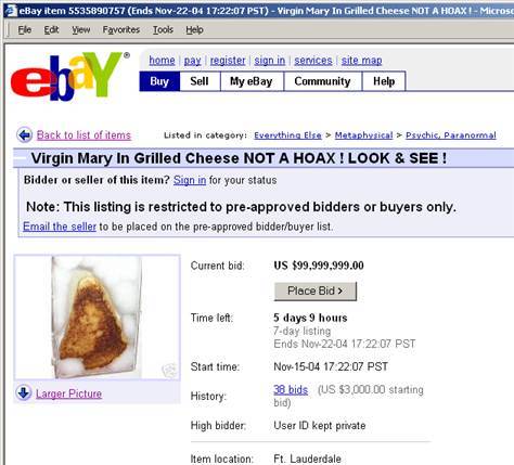 eBay Grilled Cheese Listing eBay Grilled Cheese Listing