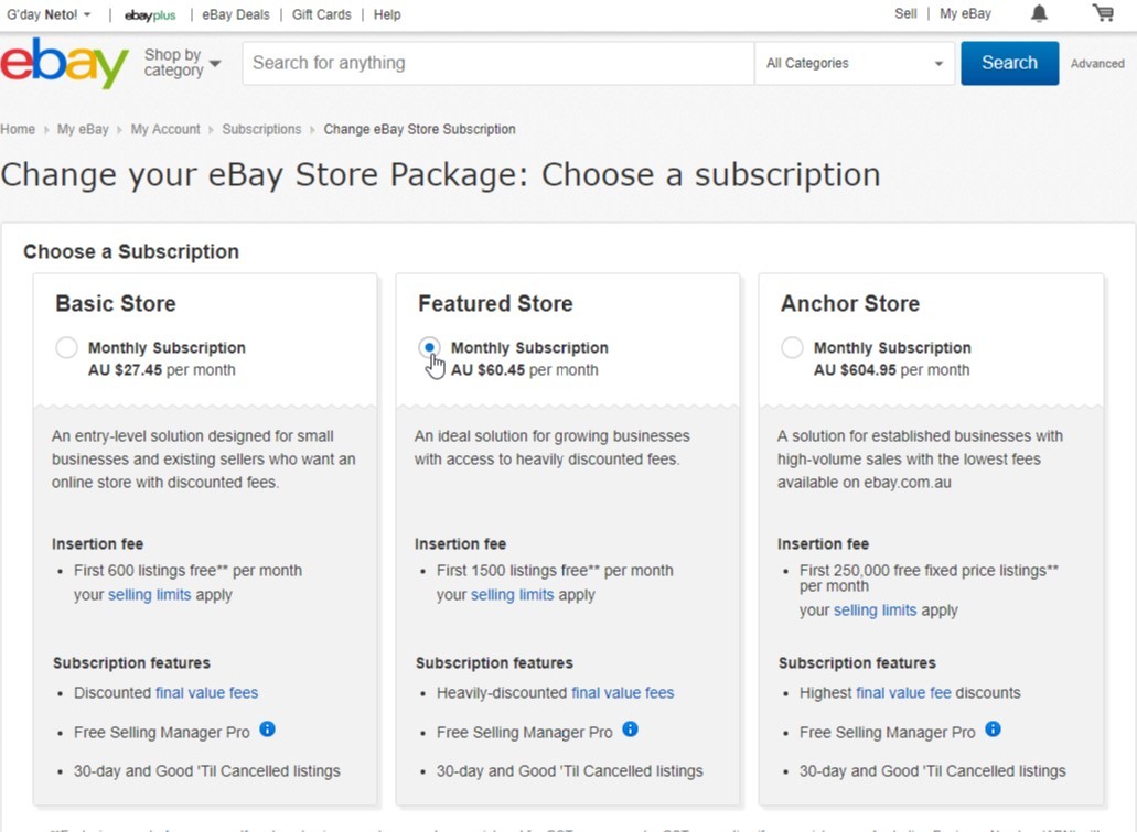 eBay Store Setup