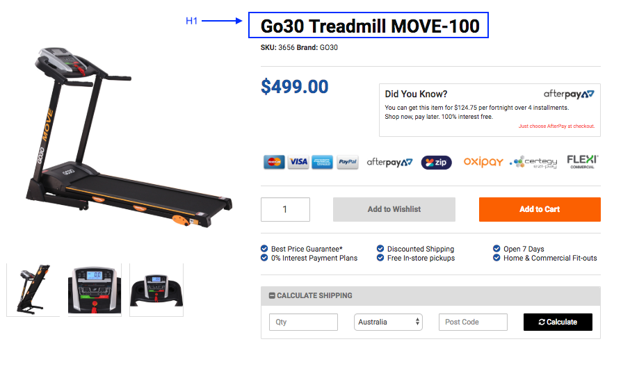 Heading 1 product page example Heading 1 product page example