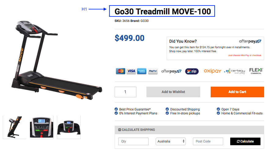 Heading 1 product page example