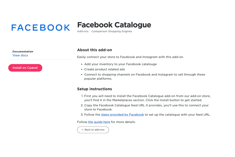 Facebook Catalogue Add-on