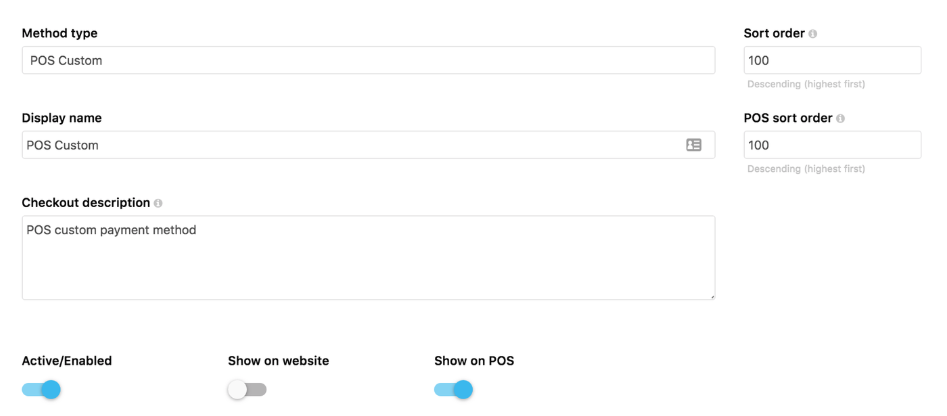 Customisable Payment Methods